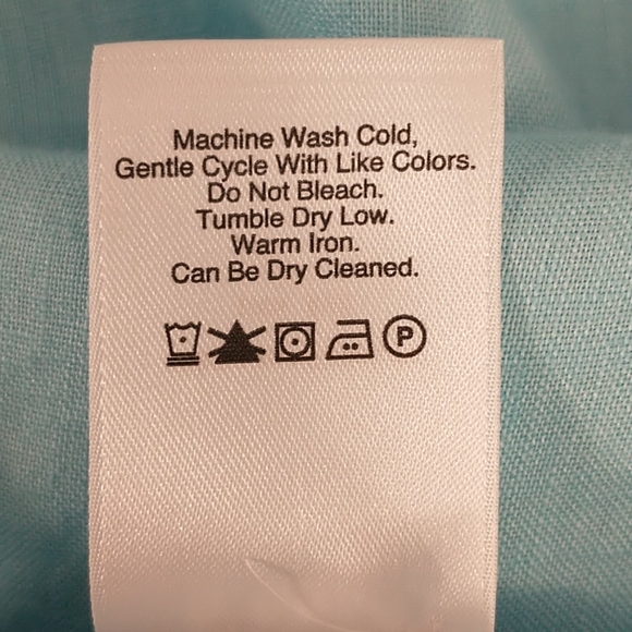 Cerulean Blue 100% Linen Shirt DKNY Lightweight Quality Button Down Long Sleeve - Picture 8 of 9